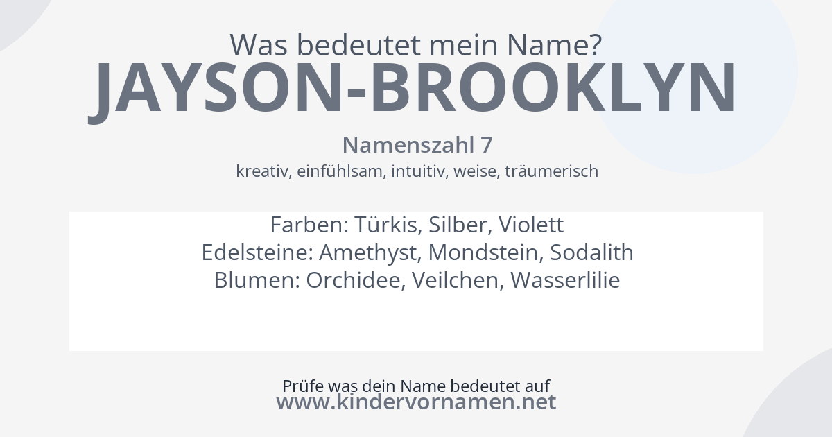 Was bedeutet der Name Jayson-Brooklyn?