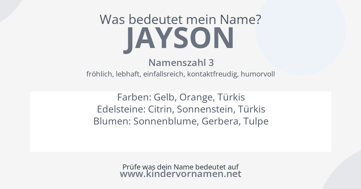 Was bedeutet der Name Jayson?