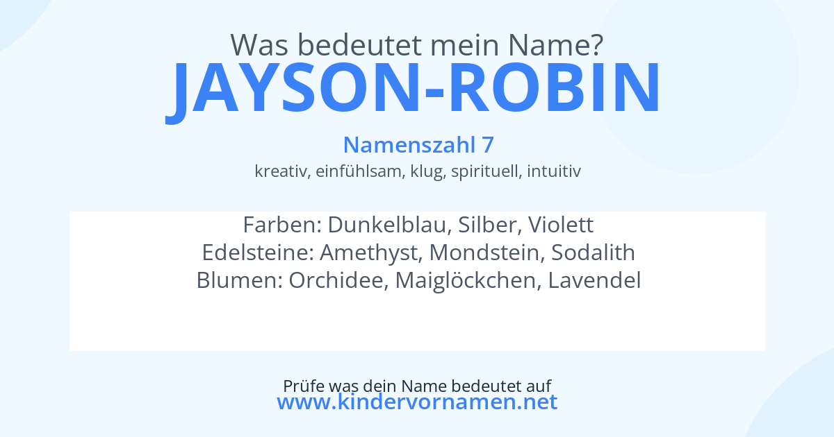 Was bedeutet der Name Jayson-Robin?