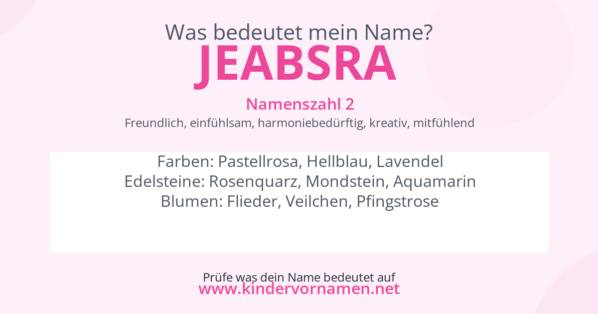 Was bedeutet der Name Jeabsra?