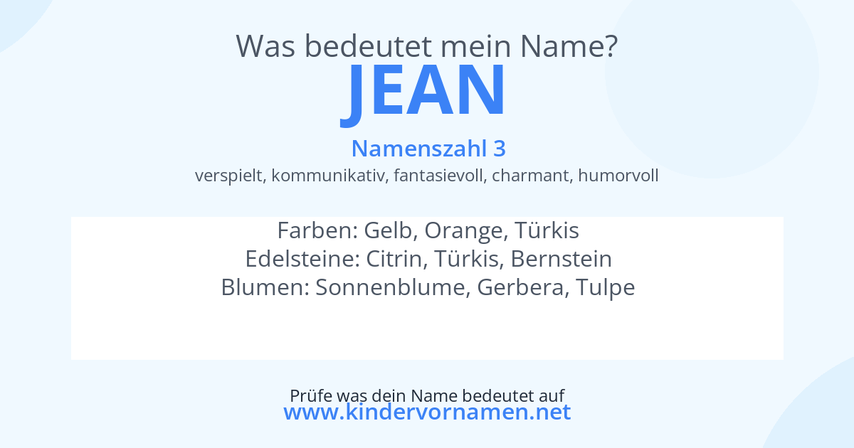 Was bedeutet der Name Jean?