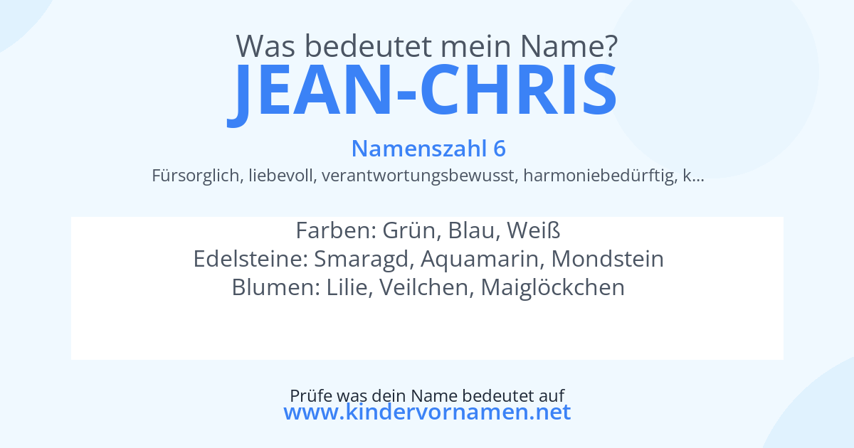 Was bedeutet der Name Jean-Chris?