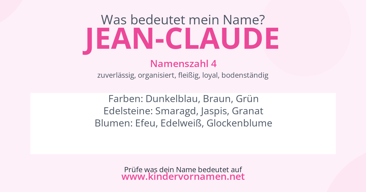 Was bedeutet der Name Jean-Claude?