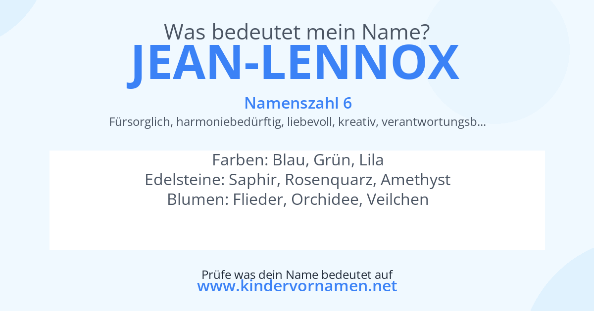 Was bedeutet der Name Jean-Lennox?
