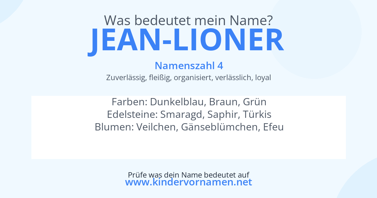 Was bedeutet der Name Jean-Lioner?