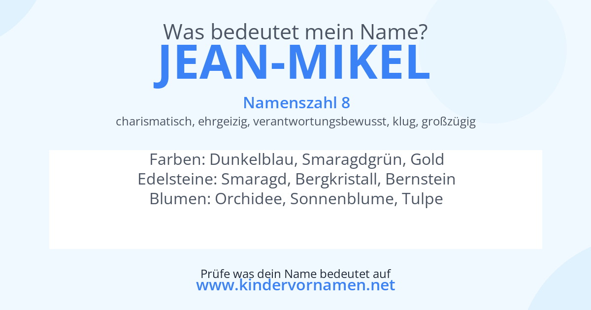 Was bedeutet der Name Jean-Mikel?