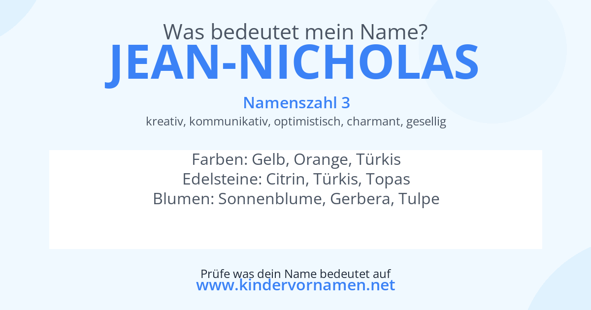 Was bedeutet der Name Jean-Nicholas?