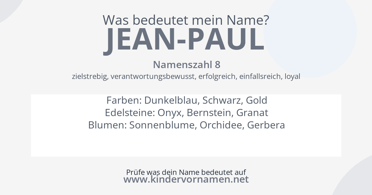 Was bedeutet der Name Jean-Paul?
