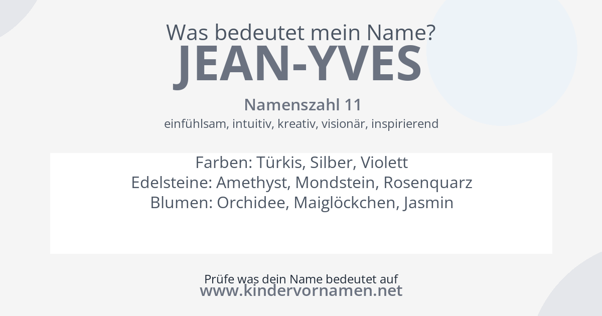 Was bedeutet der Name Jean-Yves?