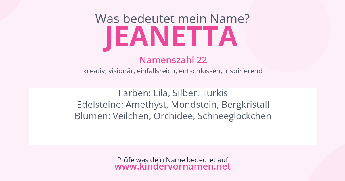 Was bedeutet der Name Jeanetta?