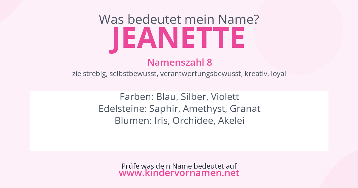 Was bedeutet der Name Jeanette?