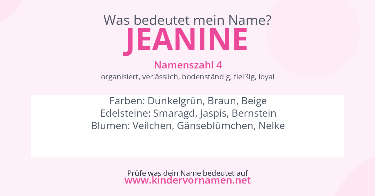 Was bedeutet der Name Jeanine?