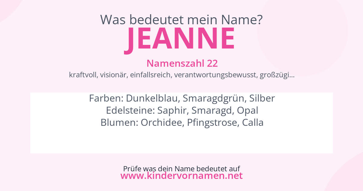 Was bedeutet der Name Jeanne?