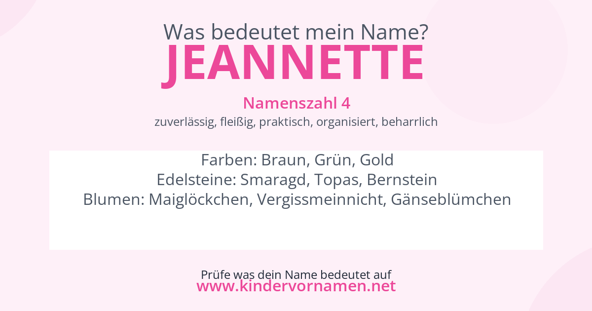 Was bedeutet der Name Jeannette?