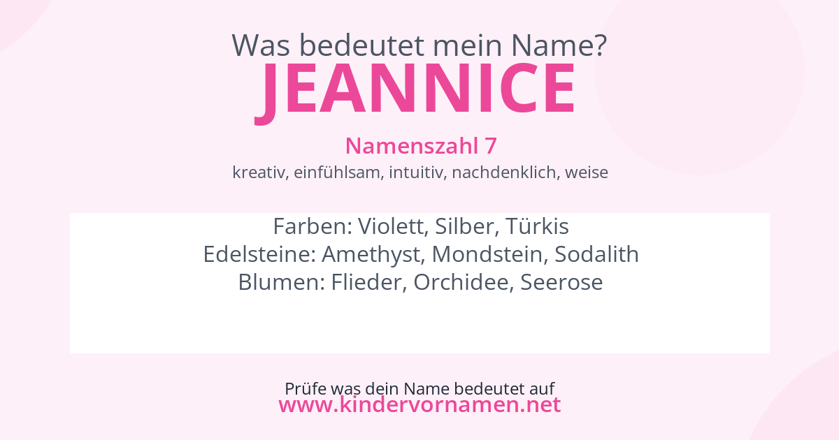 Was bedeutet der Name Jeannice?