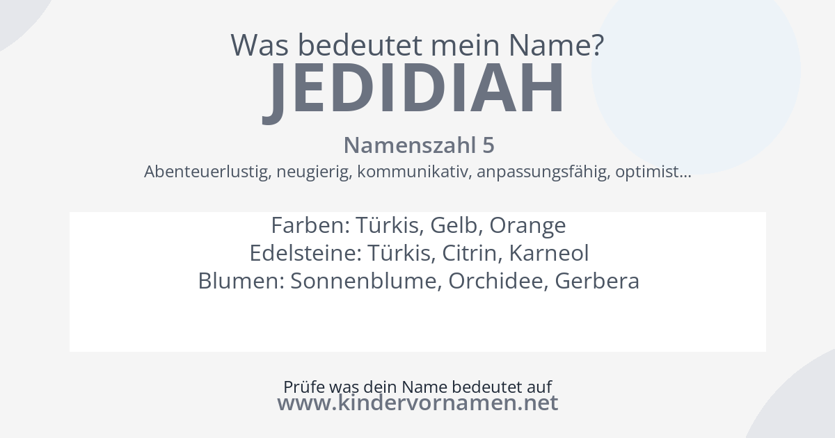 Was bedeutet der Name Jedidiah?