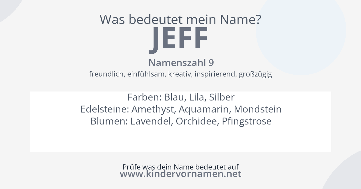 Was bedeutet der Name Jeff?