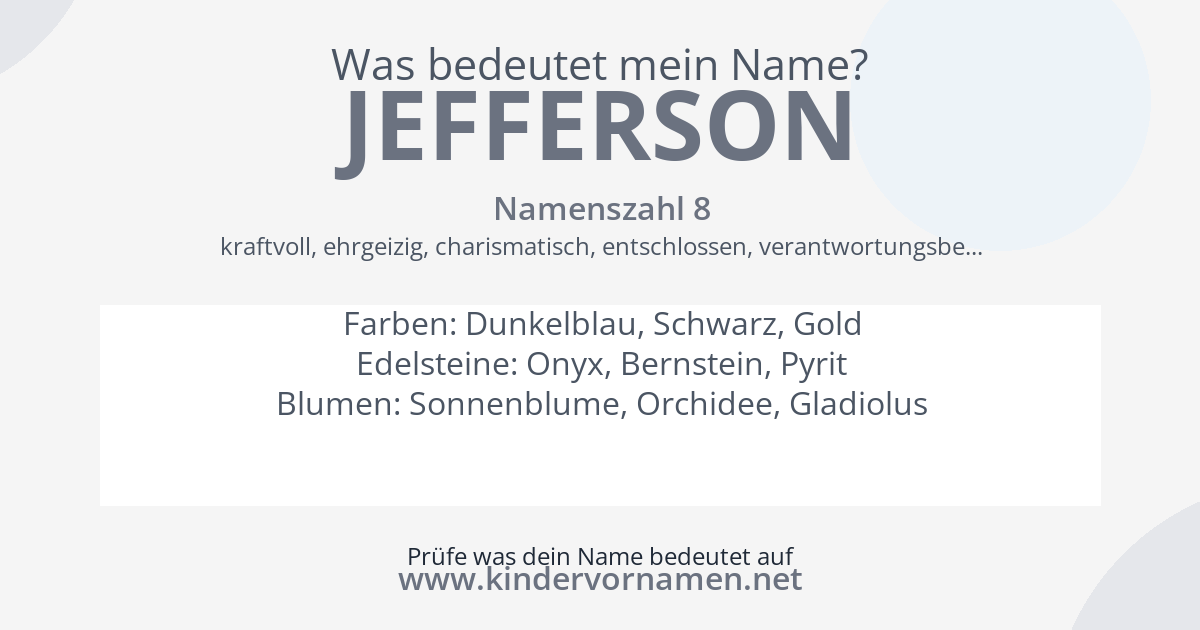 Was bedeutet der Name Jefferson?