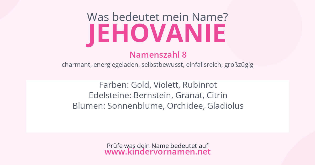 Was bedeutet der Name Jehovanie?