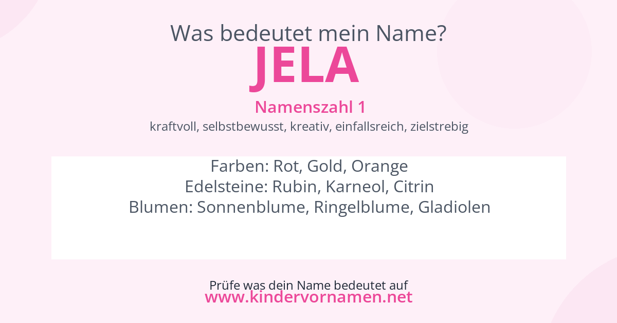 Was bedeutet der Name Jela?