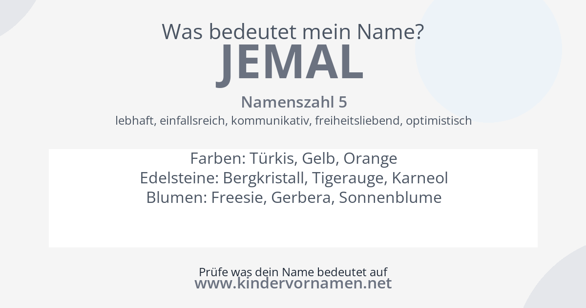 Was bedeutet der Name Jemal?