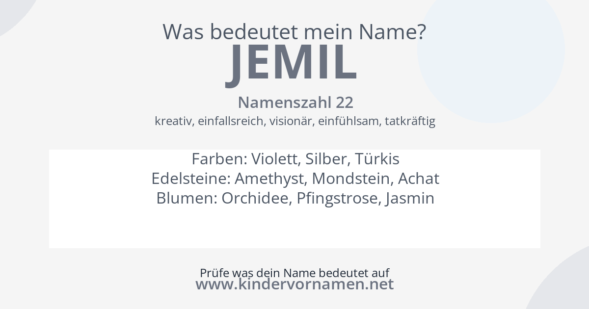Was bedeutet der Name Jemil?