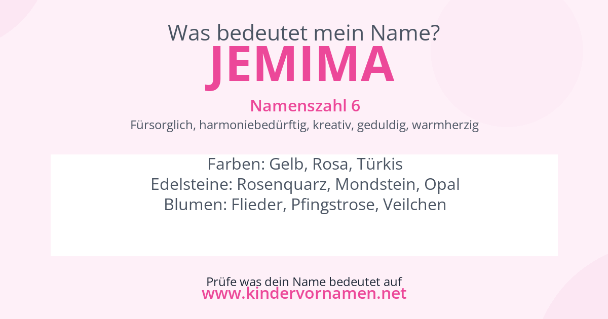 Was bedeutet der Name Jemima?