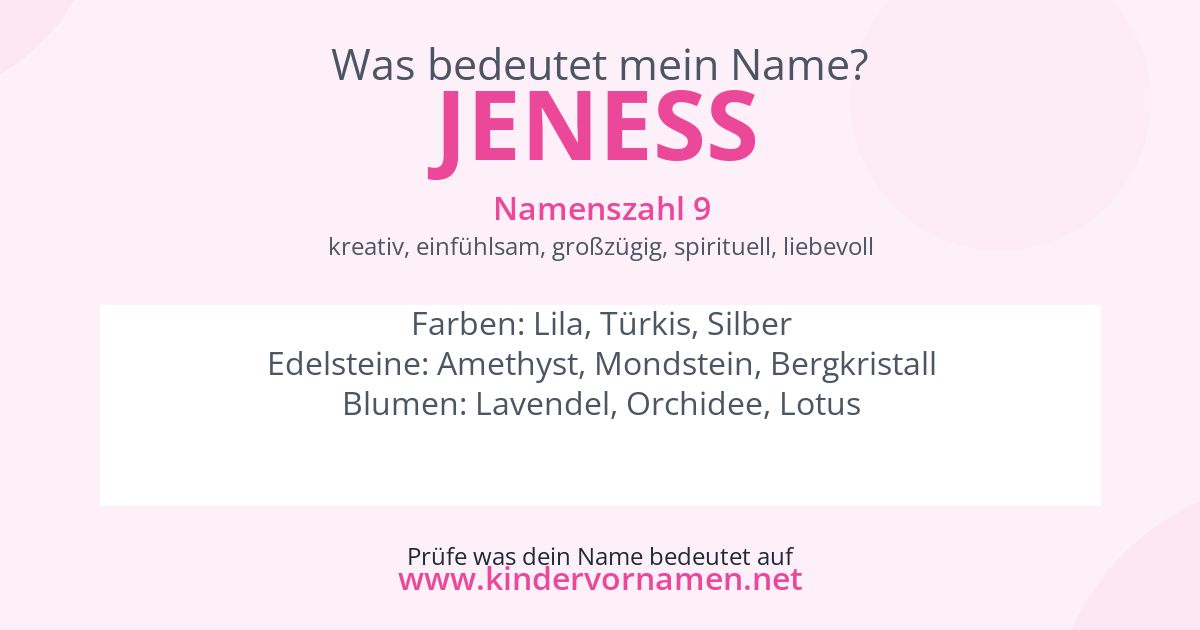 Was bedeutet der Name Jeness?