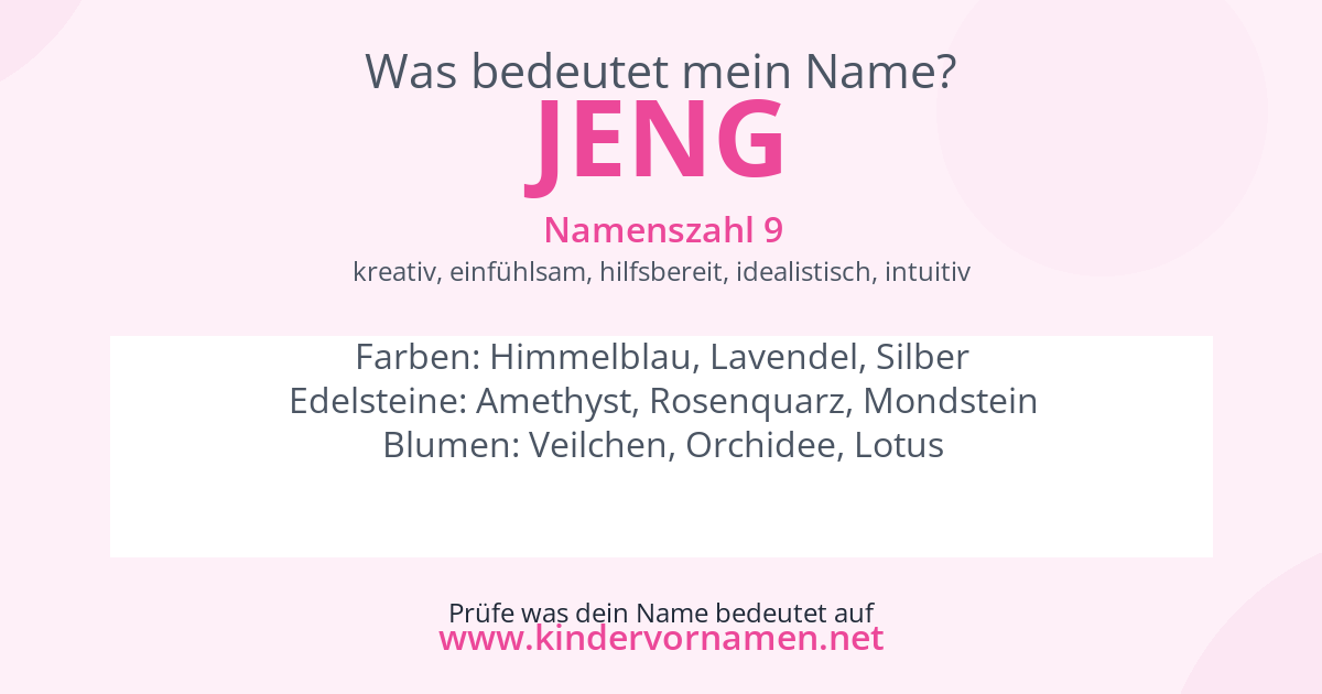 Was bedeutet der Name Jeng?