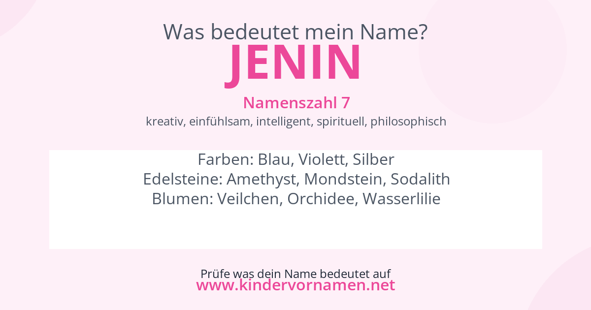 Was bedeutet der Name Jenin?