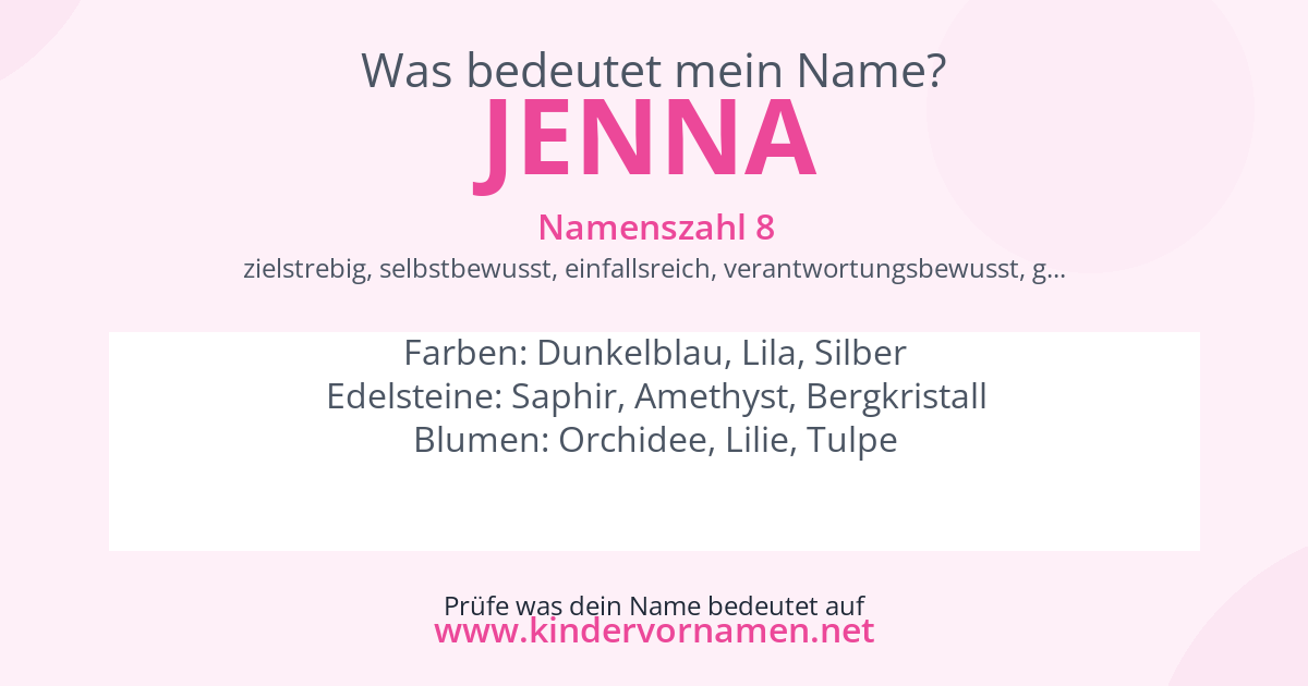 Was bedeutet der Name Jenna?