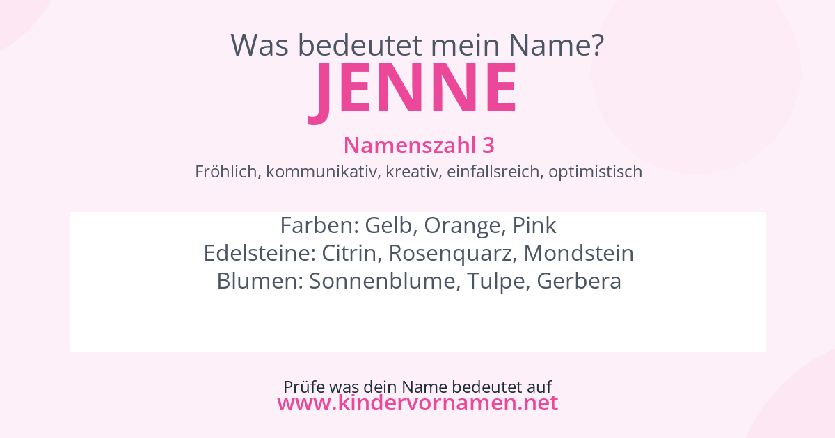 Was bedeutet der Name Jenne?