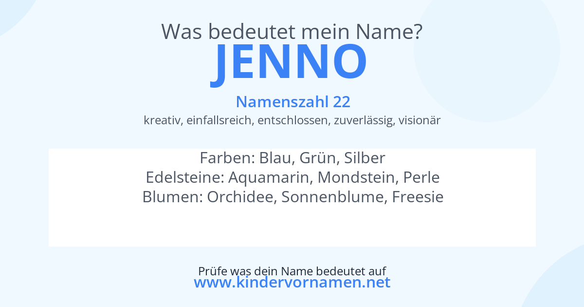 Was bedeutet der Name Jenno?