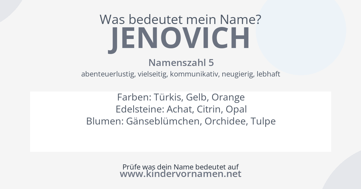 Was bedeutet der Name Jenovich?