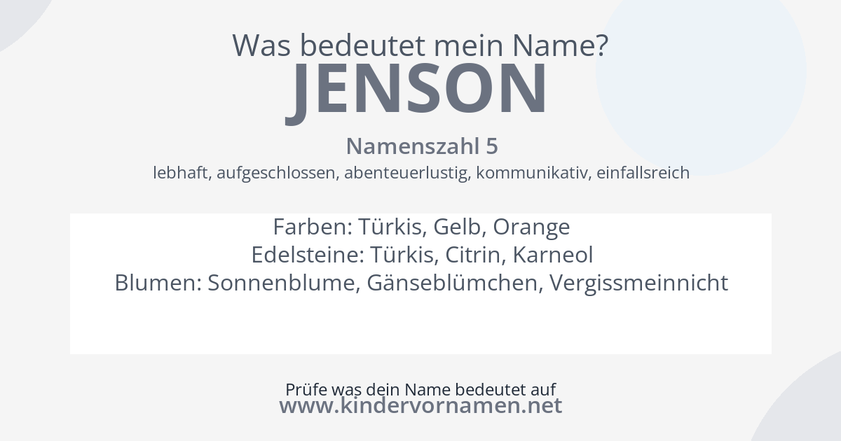 Was bedeutet der Name Jenson?