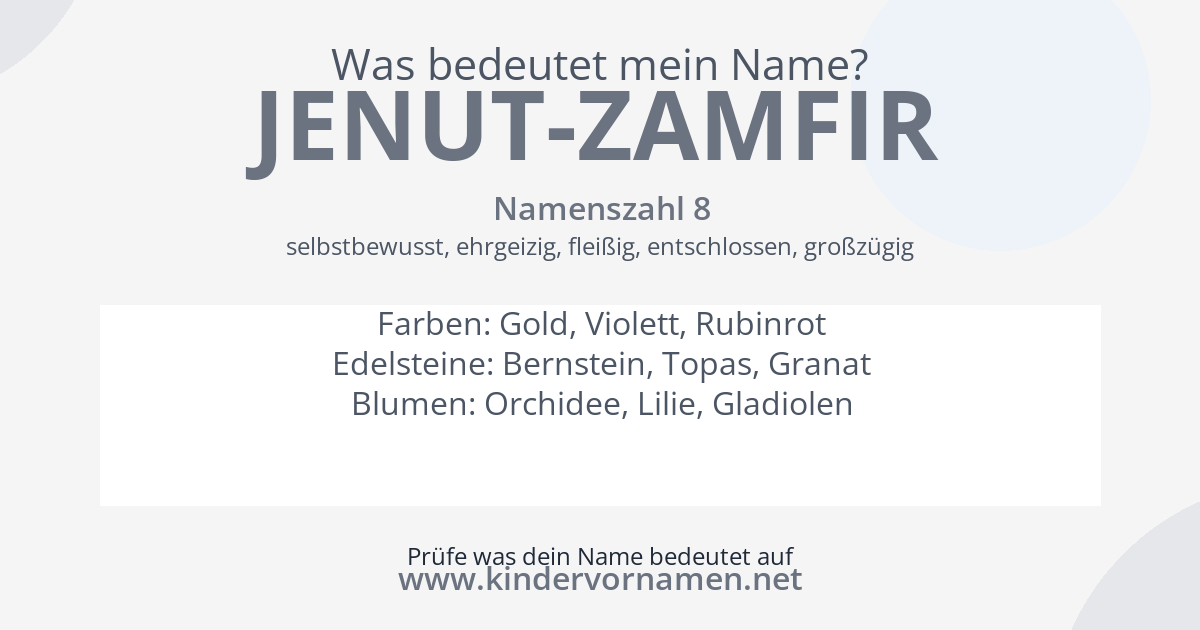Was bedeutet der Name Jenut-Zamfir?