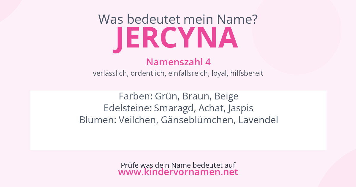 Was bedeutet der Name Jercyna?
