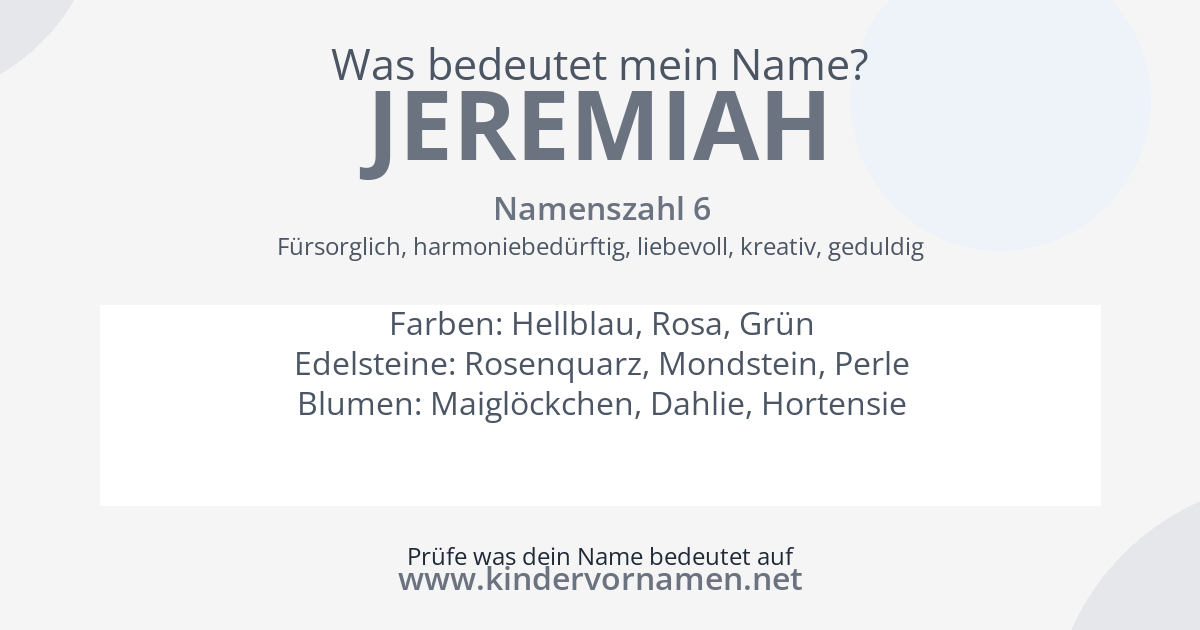 Was bedeutet der Name Jeremiah?