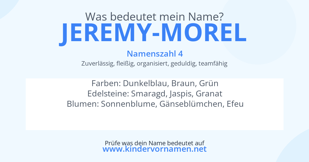 Was bedeutet der Name Jeremy-Morel?