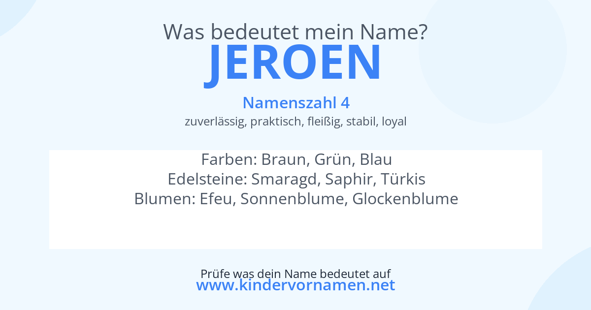 Was bedeutet der Name Jeroen?