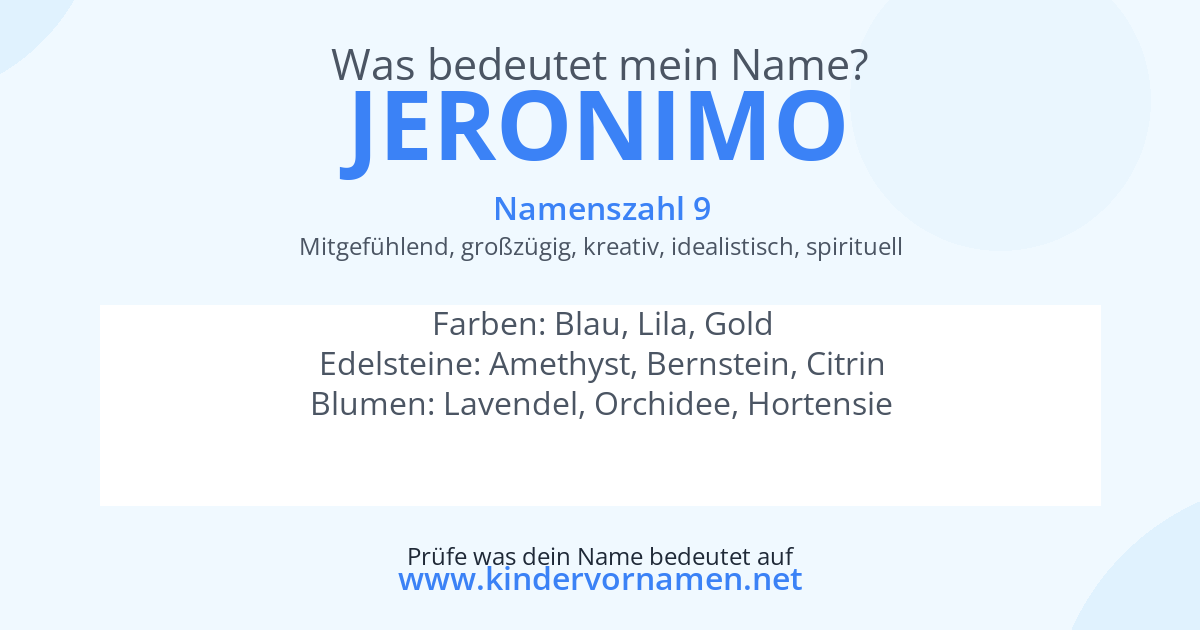 Was bedeutet der Name Jeronimo?