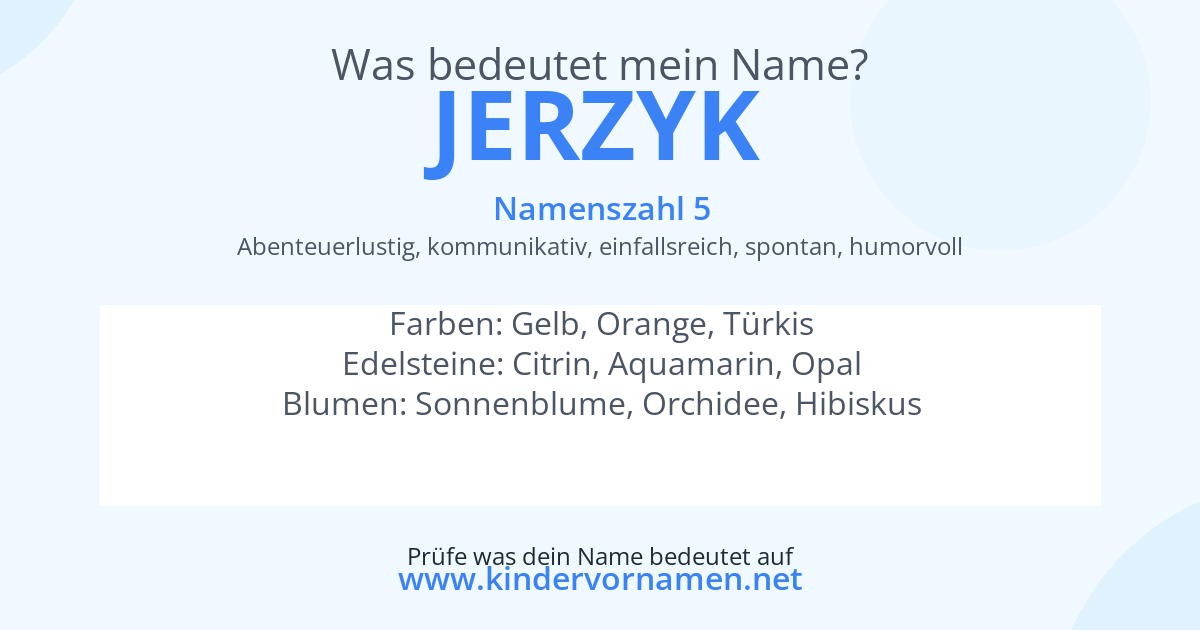 Was bedeutet der Name Jerzyk?