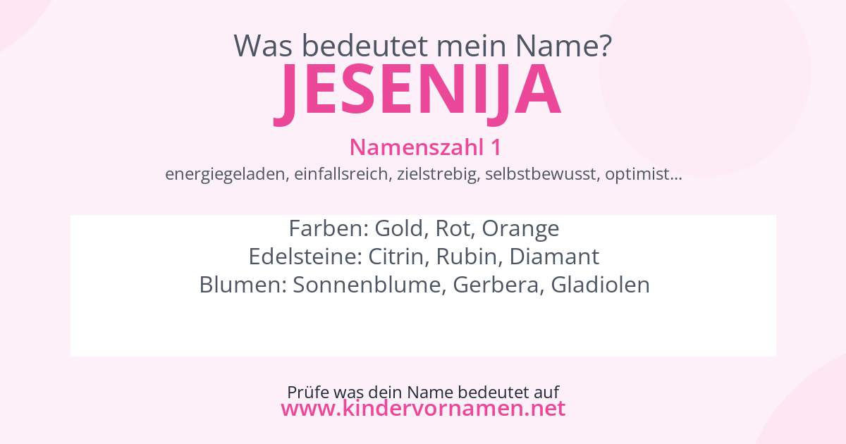 Was bedeutet der Name Jesenija?