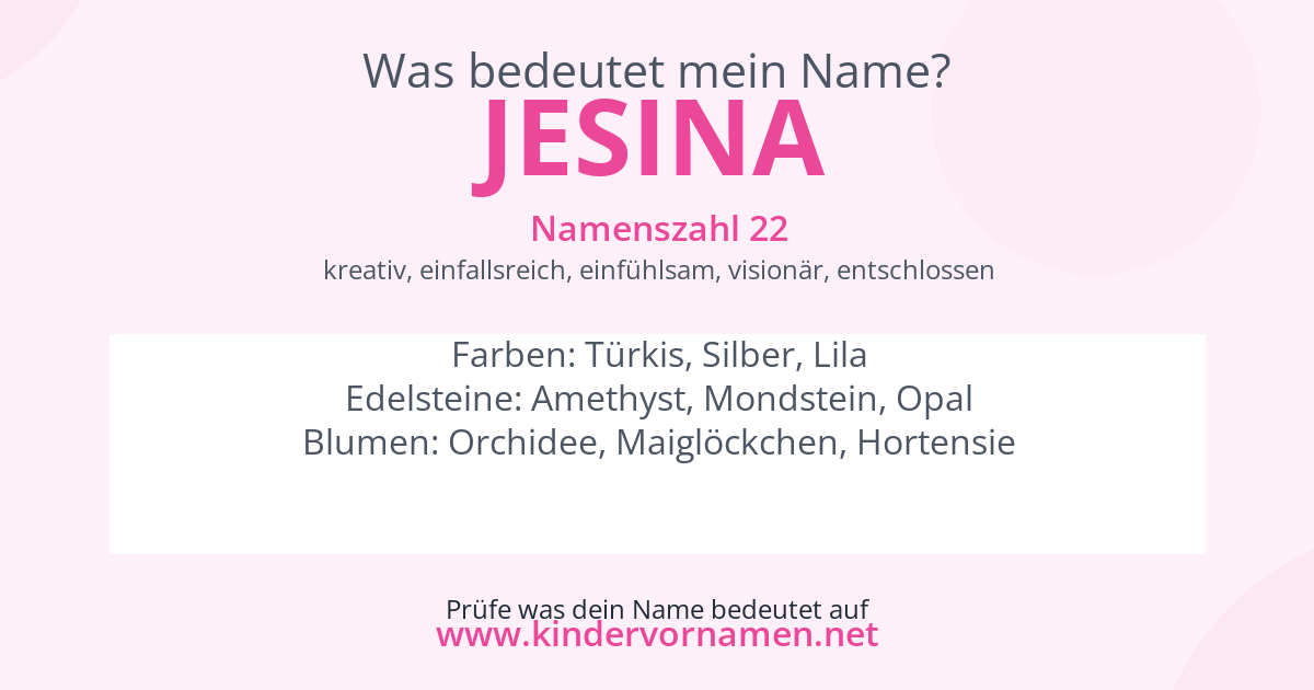 Was bedeutet der Name Jesina?