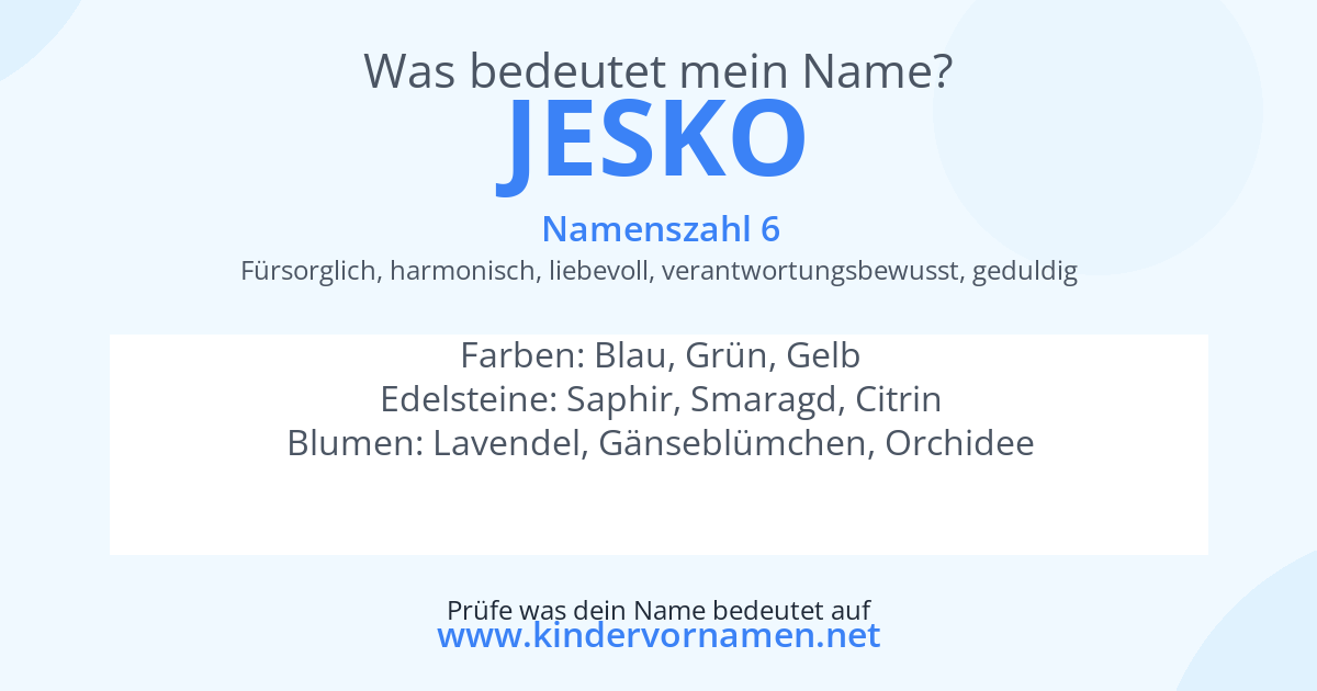 Was bedeutet der Name Jesko?