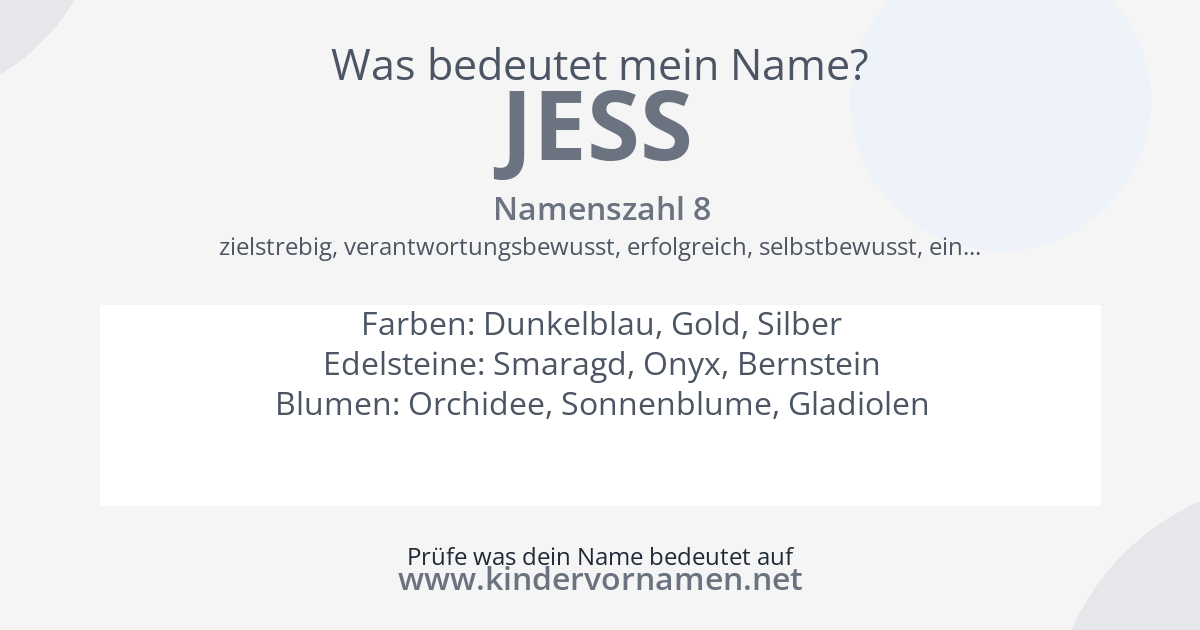 Was bedeutet der Name Jess?