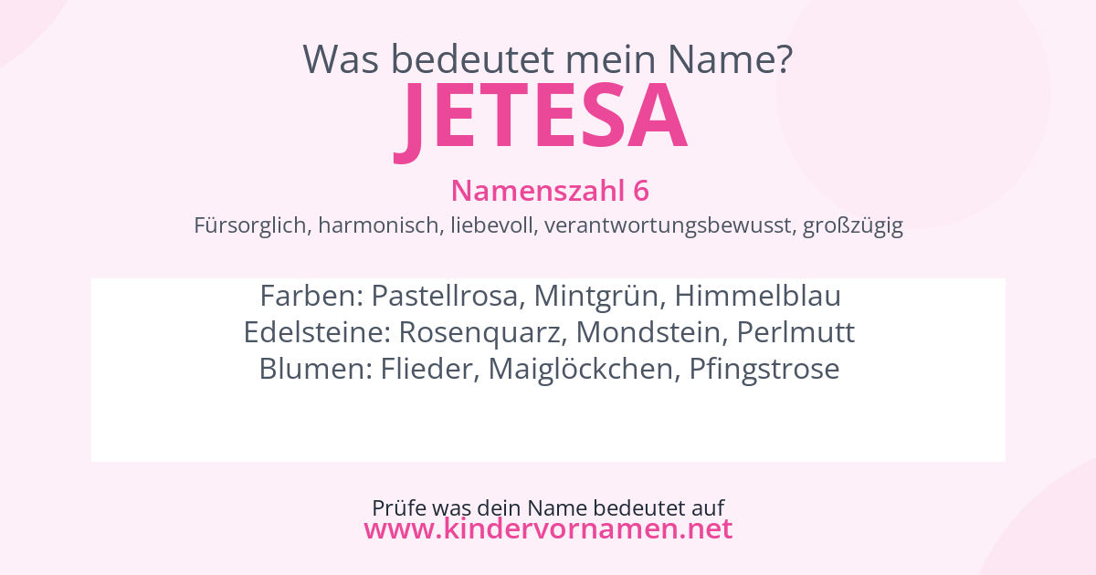 Was bedeutet der Name Jetesa?