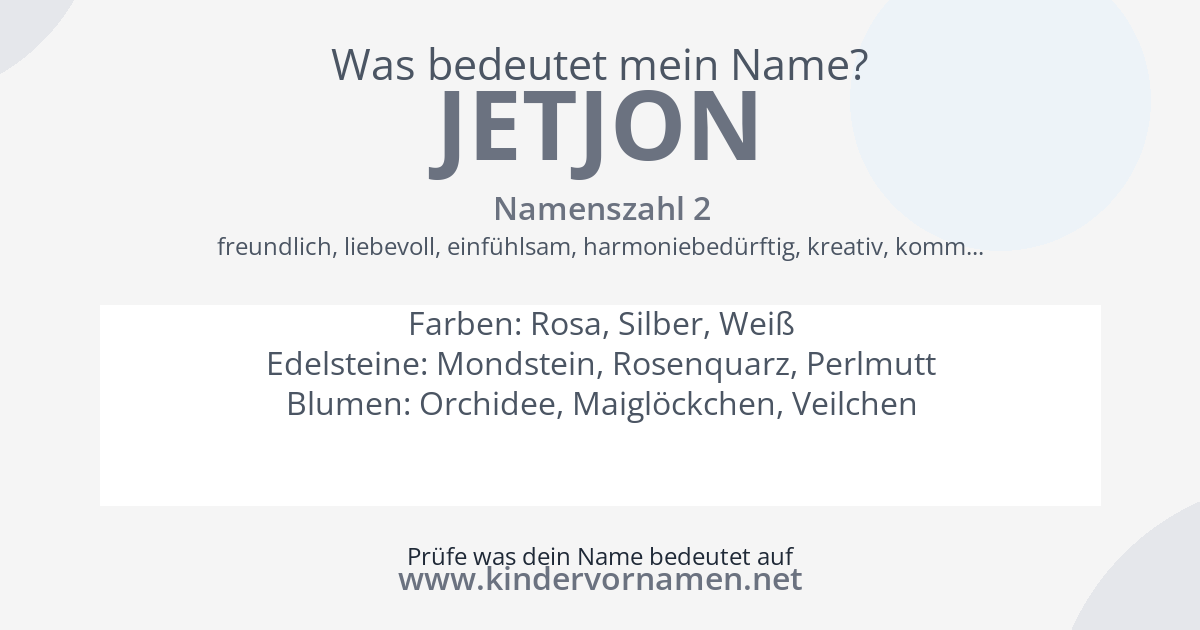 Was bedeutet der Name Jetjon?