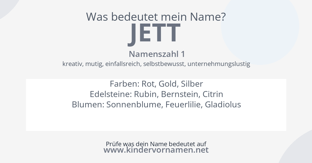 Was bedeutet der Name Jett?