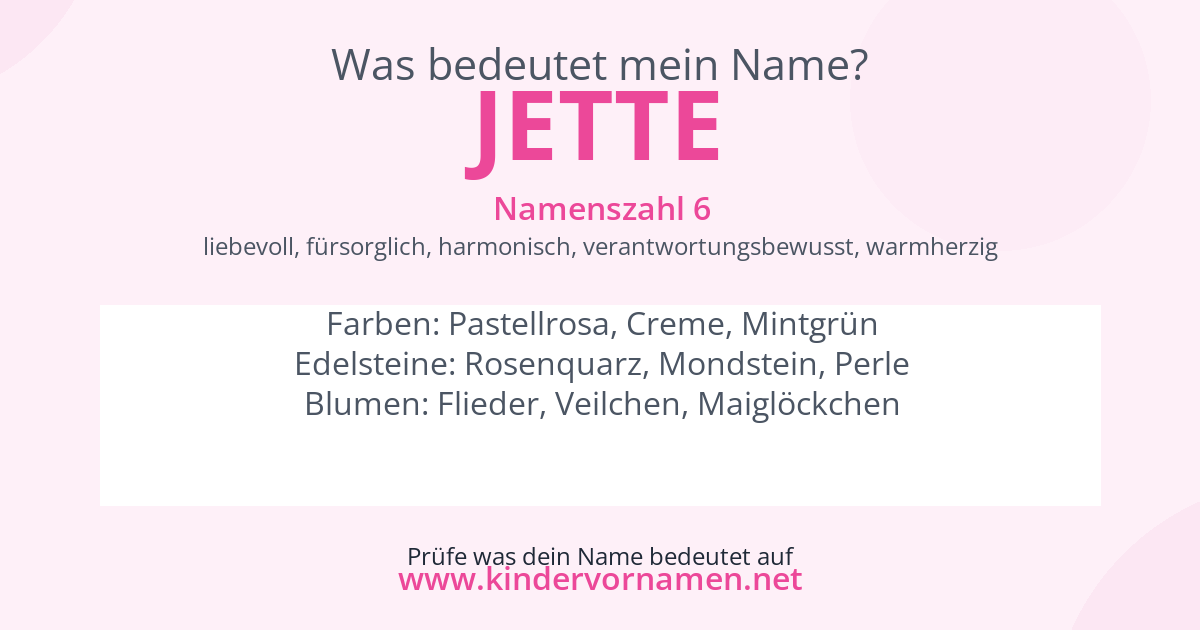 Was bedeutet der Name Jette?